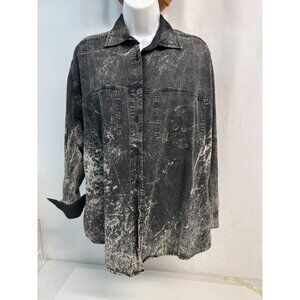 Womans Acid wash Black Denim Shirt  M